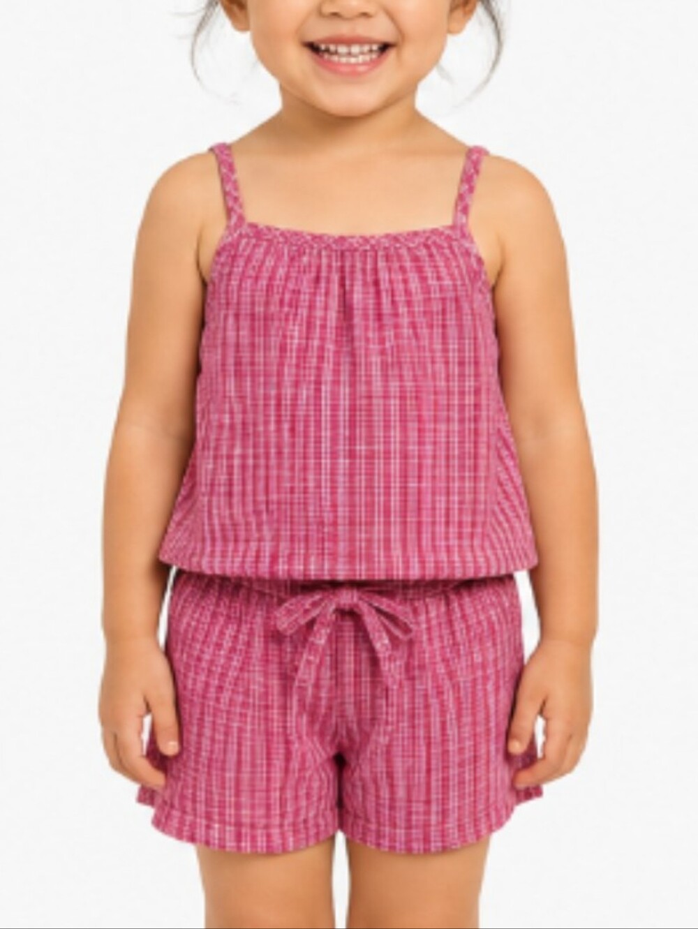 Simply Basic Girls Pink Plaid 2-Piece Cotton Tank & Shorts Set Size 3T
